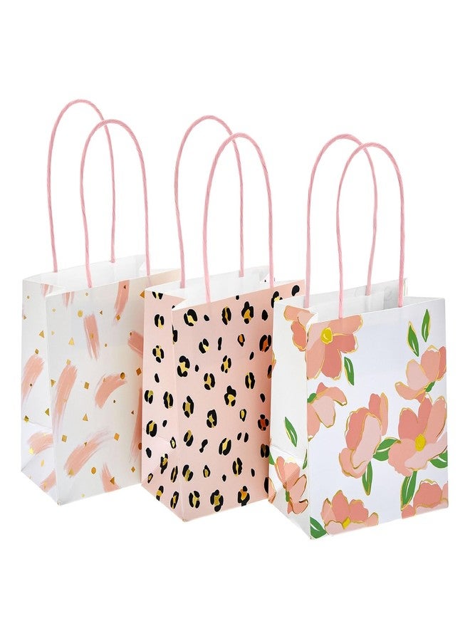 Sparkle and Bash Party Favor Bags with Handles - 12-Pack, 5 x 5 x 3 In, Pink Floral & Animal Assortment - Mini Gift Bags for Jewelry, Candies & Small Favors - Image 2